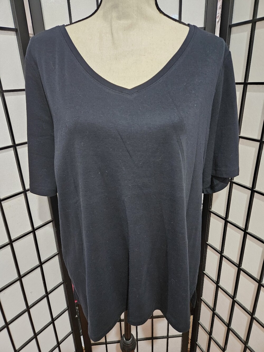 Talbots Black V-Neck  2X 100% Cotton Short Sleeve Tee Shirt